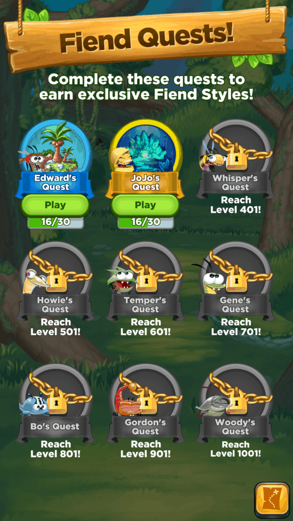 The character quests in Best Fiends.