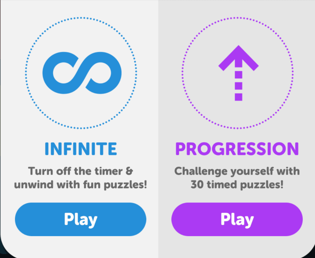 You can play infinite and progression levels in Infinite Word Search.