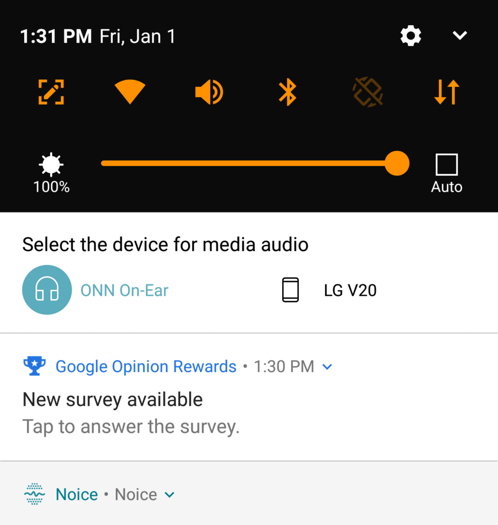 A notification showing I have a new Google Opinion Rewards survey to complete.