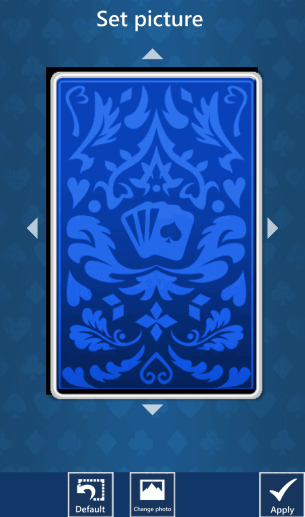 In Microsoft Solitaire Collection you can setup custom card backs.