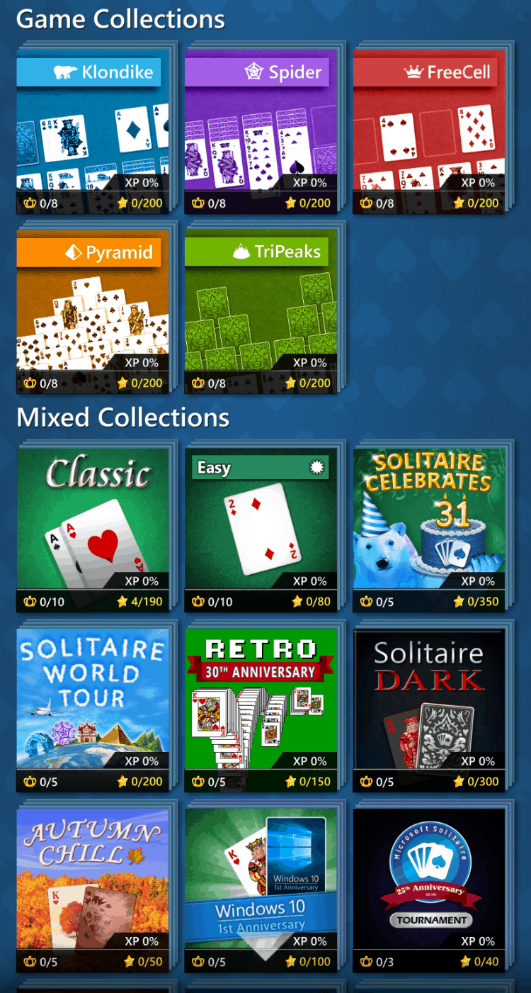 Microsoft Solitaire Collection Star Club levels.