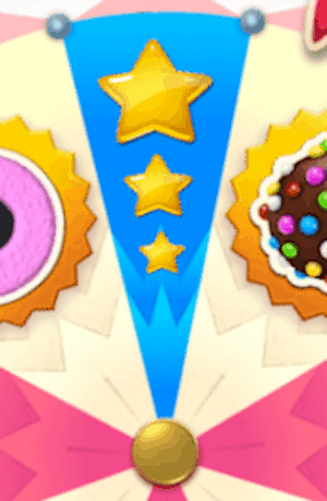 The Candy Crush Saga booster wheel jackspot space is three yellow stars on a blue background.