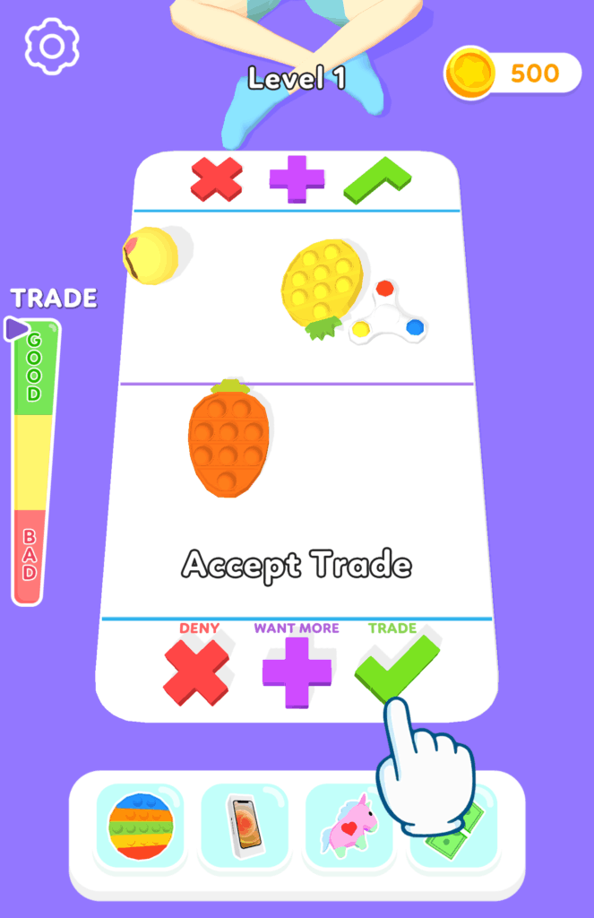 A fidget trade in Fidget Trade 3D.