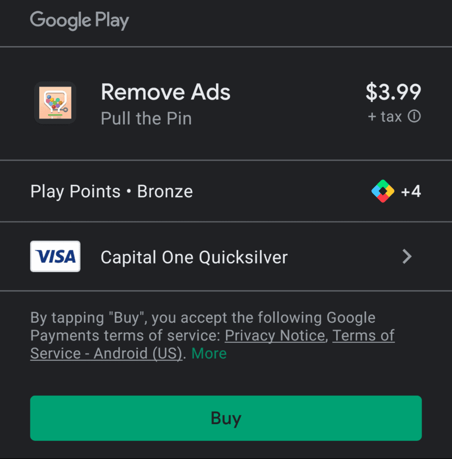 It costs $4 (USD) to remove ads in Pull the Pin.