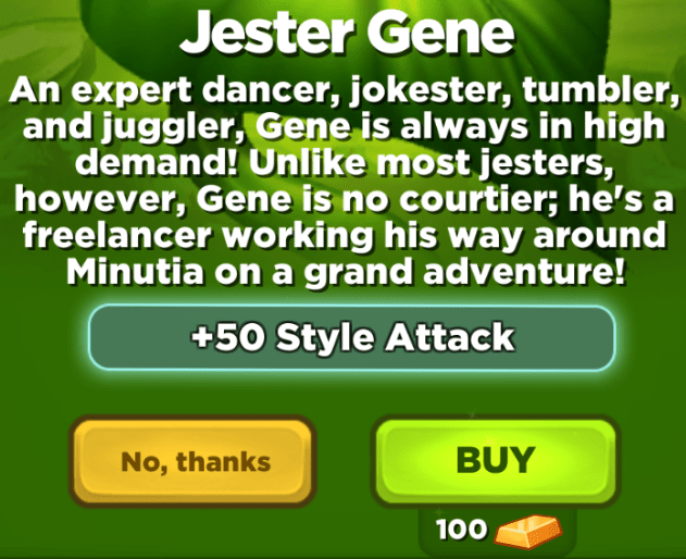 The Jest Gene style costs 100 gold bars.