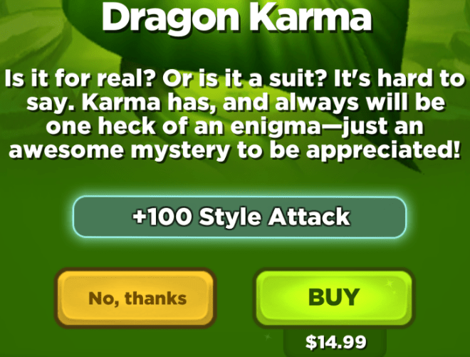 The dragon skin for Karma costs $15 (USD).