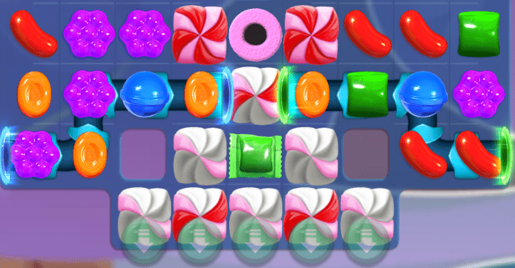 A picture showing that you need to clear the bottom of an ingredient level in Candy Crush Saga.