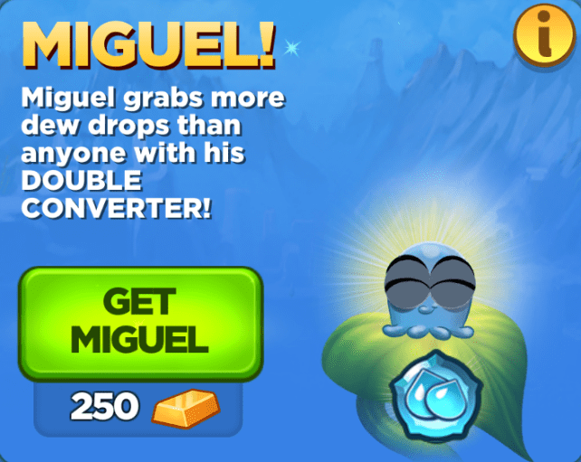It costs 250 gold to unlock Miguel.