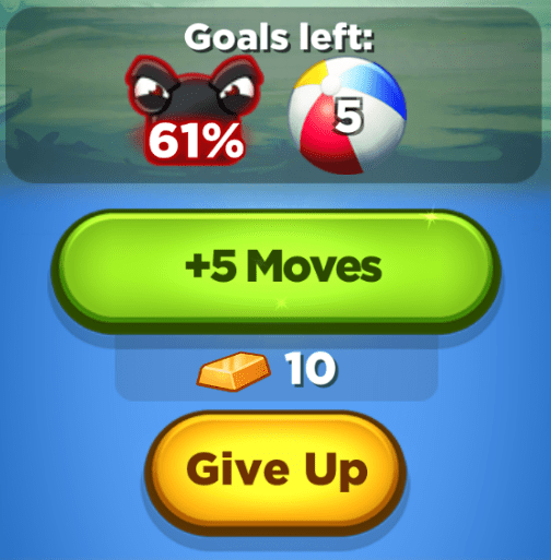 You can continue levels when you run out of moves in Best Fiends.