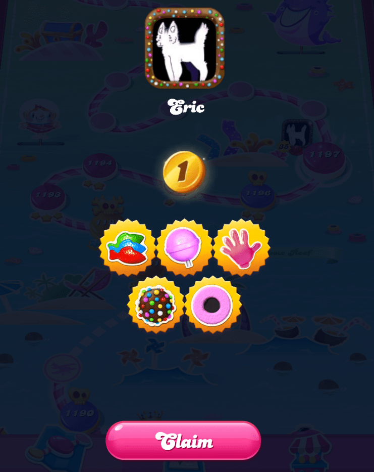 The rewards from a Candy Crush Saga weekly contest.