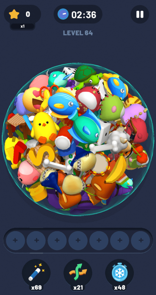 A Match Ball 3D level. It is a big ball of stuff that needs to be matched.