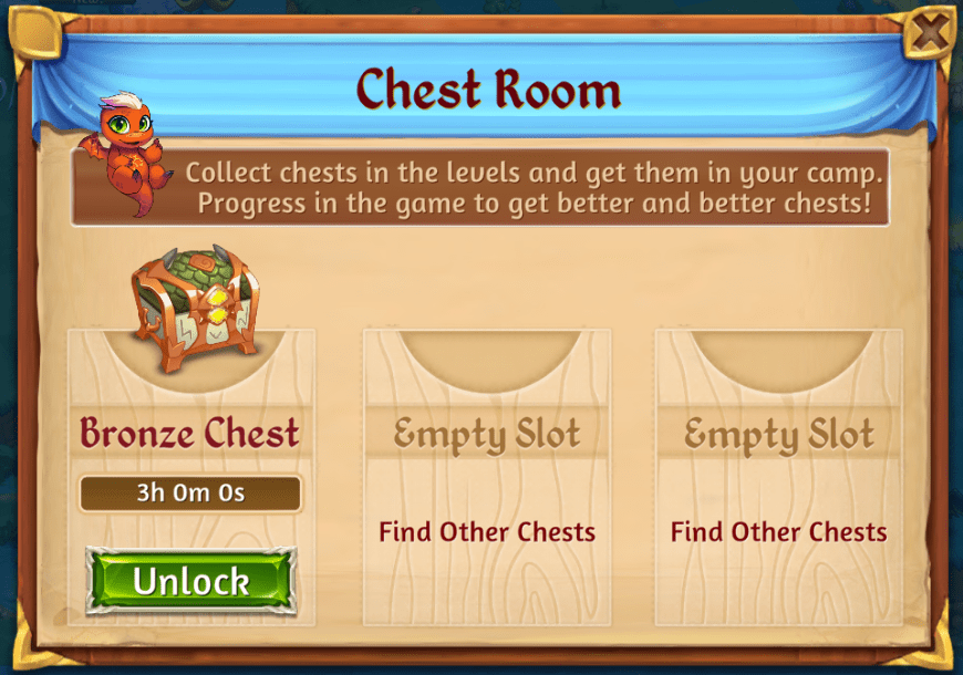 The Merge Dragons Chest Room. I have a bronze chest that takes 3 hours to unlock.
