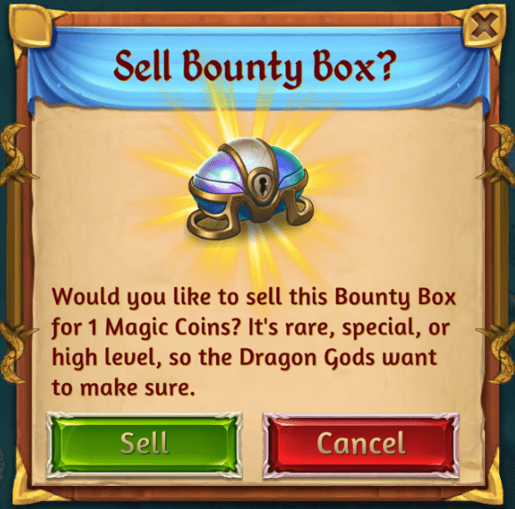 You can sell bounty boxes for one coin.