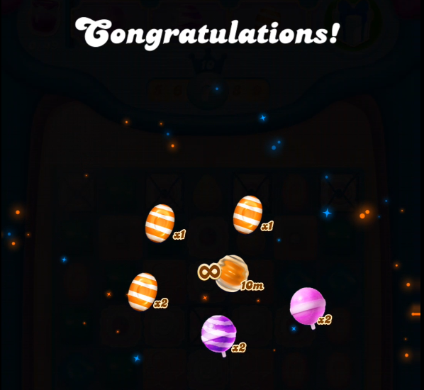 Congratulations! and the rewards I got from playing Kimmy's Arcade.