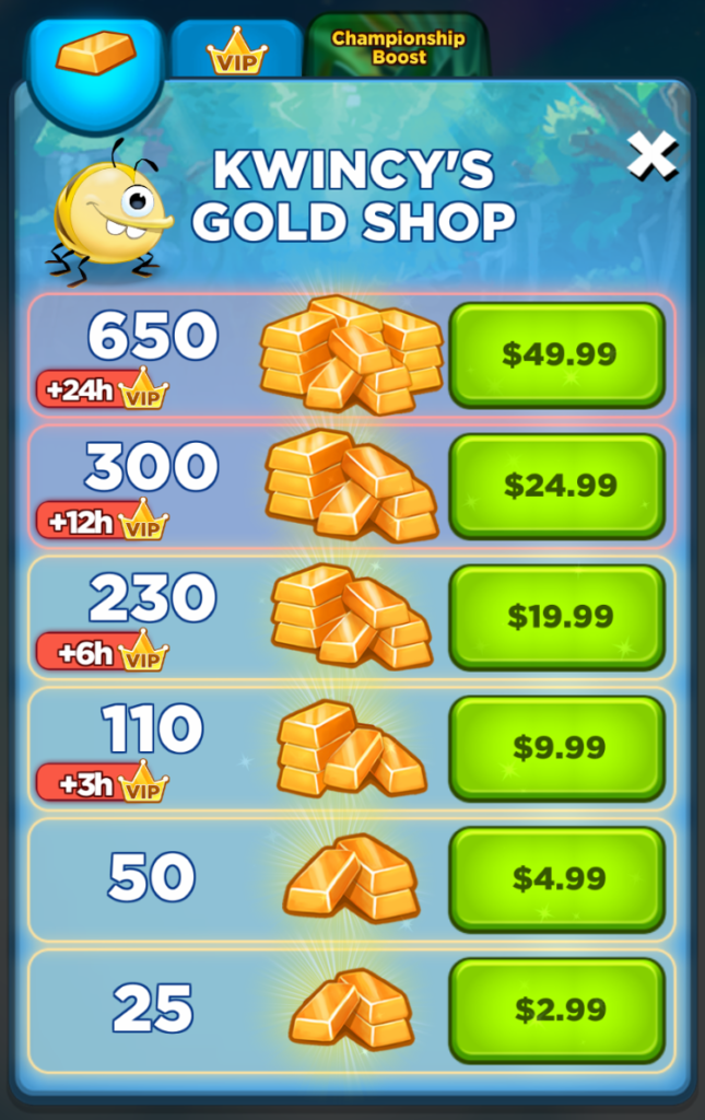The Best Fiends Store. You can buy gold.